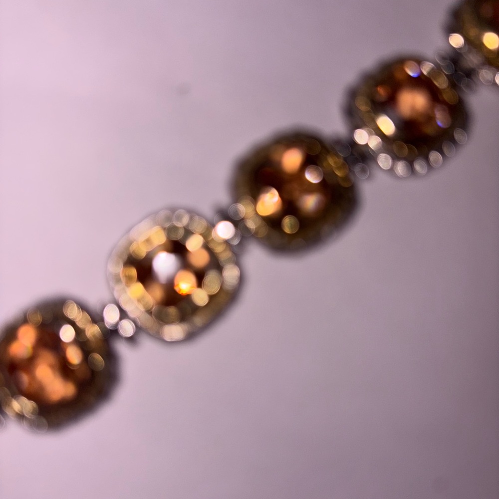 VTG Sterling Silver 925 2 Toned CZ Citrine Chunky Tennis Bracelet 7" Stunning - Picture 9 of 12